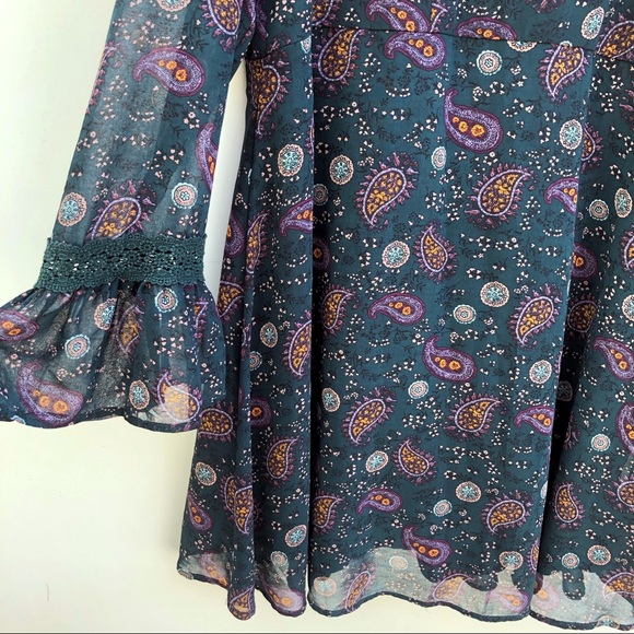 Xhilaration green boho paisley print  dress XXL - Picture 2 of 7